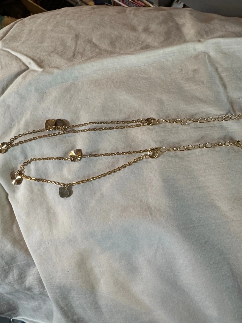 Gold-Tone Layered (2 included in listing) Chain Anklet with Disc Charms